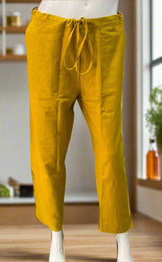 Yellow Straight Pants . Pure Cotton Fabric | Laces and Frills - Laces and Frills