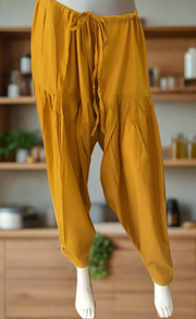 Mustard Yellow Pure Cotton Free Size Salwar Bottom. Pure Durable Cotton | Laces and Frills - Laces and Frills