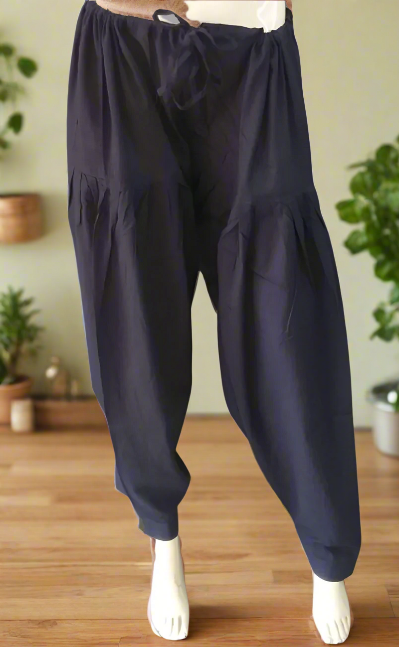 Navy Blue Pure Cotton Free Size Salwar Bottom. Pure Durable Cotton | Laces and Frills - Laces and Frills