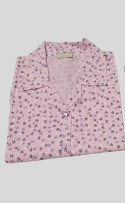 Baby Pink Flora Cotton XL Night Suit | Pure Cotton | Laces and Frills - Laces and Frills