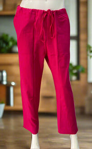 Rani Pink Straight Pants . Pure Cotton Fabric | Laces and Frills - Laces and Frills