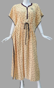 Light Yellow Hearts Spun Kaftan .Flowy Spun Fabric | Laces and Frills - Laces and Frills