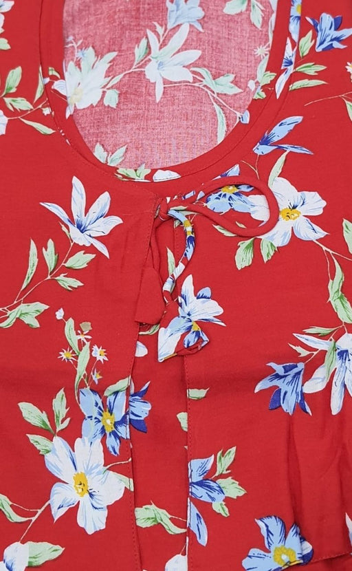 Red Floral Soft Cotton  Feeding Medium Nighty . Soft Breathable Fabric | Laces and Frills - Laces and Frills