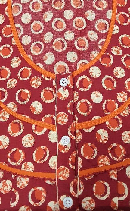 Red Dots Pure Cotton 4XL Nighty . Pure Durable Cotton | Laces and Frills - Laces and Frills