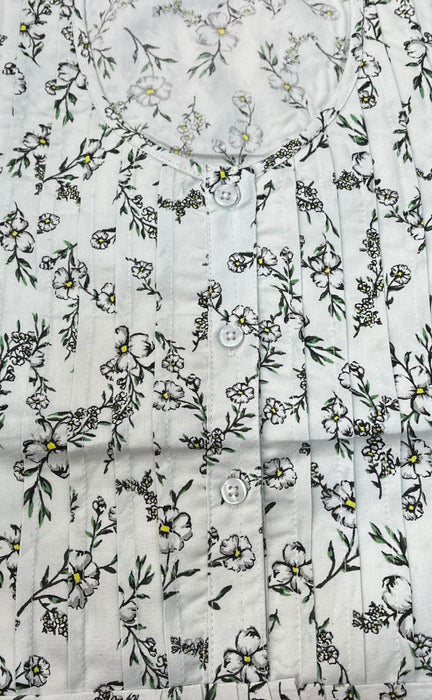 Light Green/Black Garden Soft Cotton Feeding XL Nighty . Soft Breathable Fabric | Laces and Frills - Laces and Frills