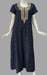 Indigo Blue Embroidery Spun Slim Fit Nighty. Spun Breathable Fabric  | Laces and Frills - Laces and Frills
