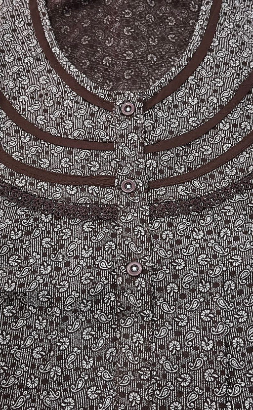 Brown Motif Spun Extra Large Nighty. Flowy Spun Fabric | Laces and Frills - Laces and Frills