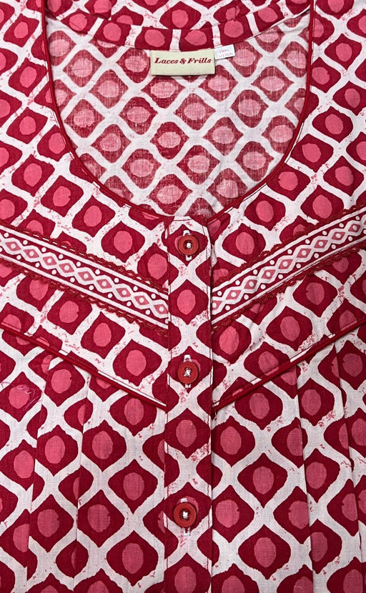 Maroon Dots Pure Cotton Extra Large Nighty .Pure Durable Cotton | Laces and Frills - Laces and Frills