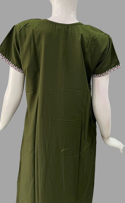Green Embroidery XXL  Soft Nighty. Soft Breathable Fabric | Laces and Frills - Laces and Frills