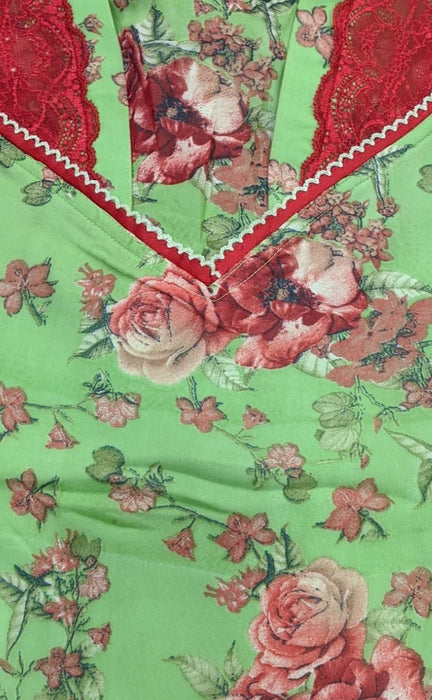 Green Floral Chiffon XXL Nighty. Delicate Chiffon | Laces and Frills - Laces and Frills