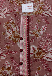 English Pink Floral Kurti With Pant Set - Laces and Frills
