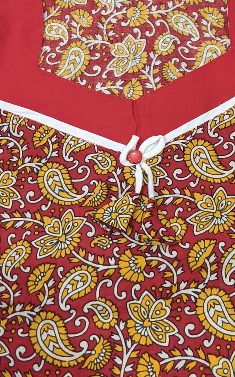 Red Wild Garden Pure Cotton Kaftan - Laces and Frills