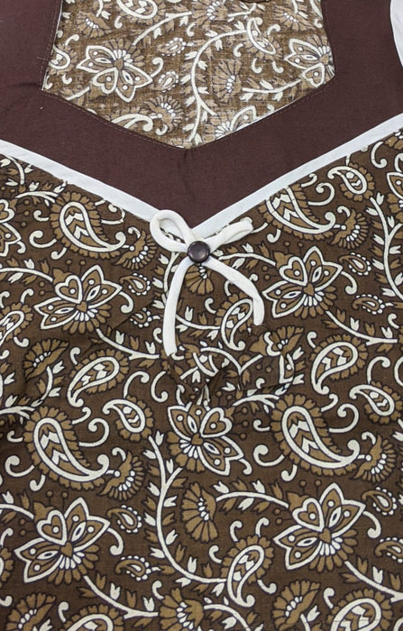 Brown Wild Garden Pure Cotton Kaftan - Laces and Frills