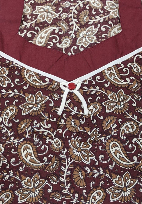 Maroon Wild Garden Pure Cotton Kaftan - Laces and Frills