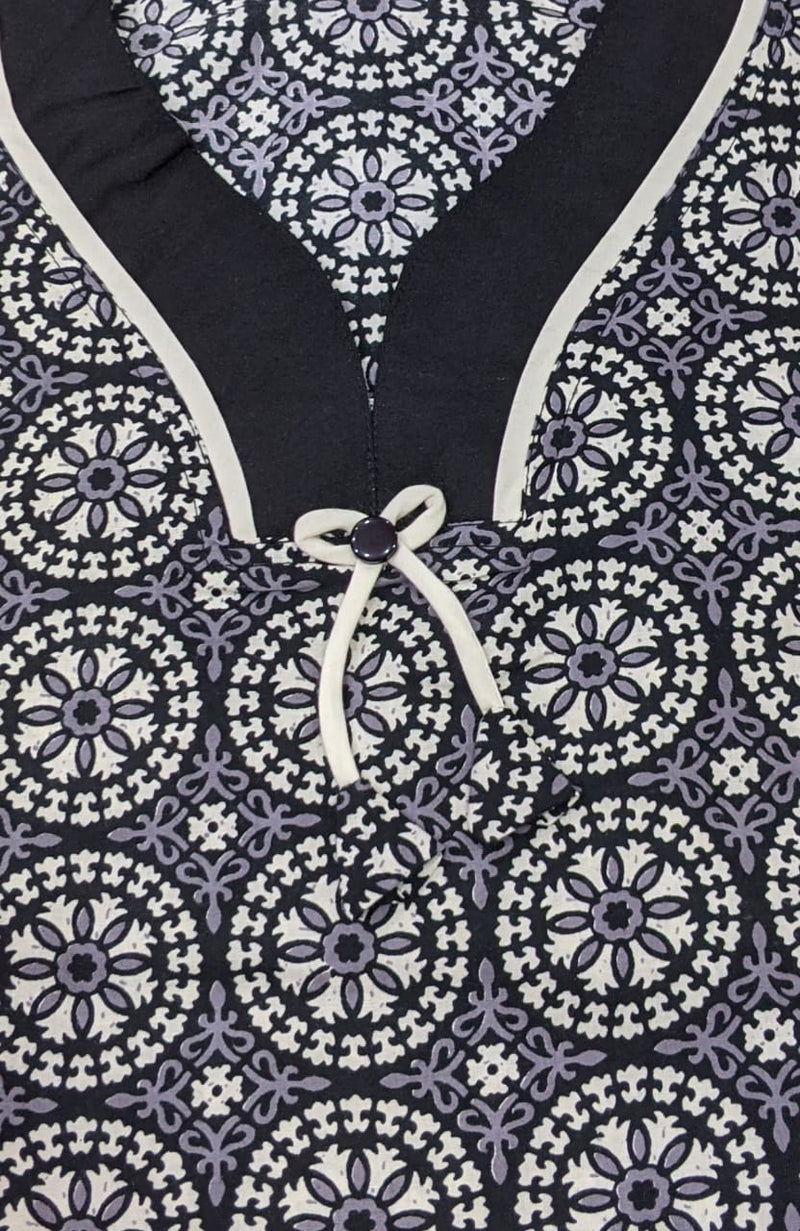 Grey/Black Chakra Pure Cotton Kaftan - Laces and Frills