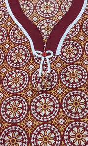 Maroon Chakra Pure Cotton Kaftan - Laces and Frills