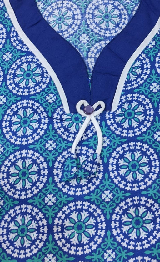 Blue Chakra Pure Cotton Kaftan - Laces and Frills