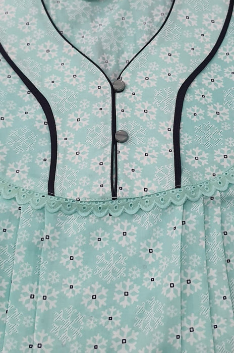 Ice Green Flora Soft Sleeveless Extra Large Nighty - Laces and Frills