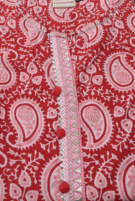 Red Mango Print Kurti - Laces and Frills