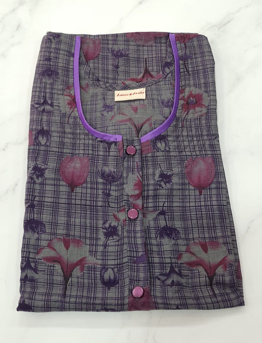 Deep Grey/Purple Flower Garden House Coat Set - Laces and Frills