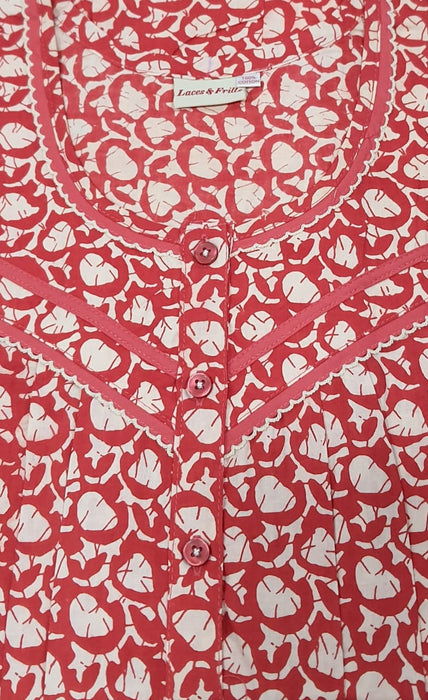 Red Batik Pure Cotton 4XL Nighty . Pure Durable Cotton | Laces and Frills - Laces and Frills