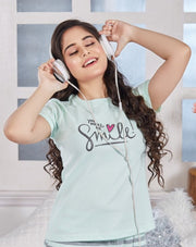 Green Smile Women's Cotton Printed Shorts Set | Pure Cotton Hosiery | Laces and Frills - Laces and Frills