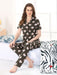Dark Green Paw Women's Button Me Up Cotton Printed Night Suit Set | Pure Cotton Hosiery | Laces and Frills - Laces and Frills
