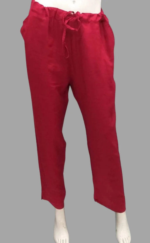 Red Straight Pants . Pure Cotton Fabric | Laces and Frills - Laces and Frills