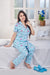 Sky Blue Flamingo Women's Cotton Printed Night Suit Set | Pure Cotton Hosiery | Laces and Frills - Laces and Frills