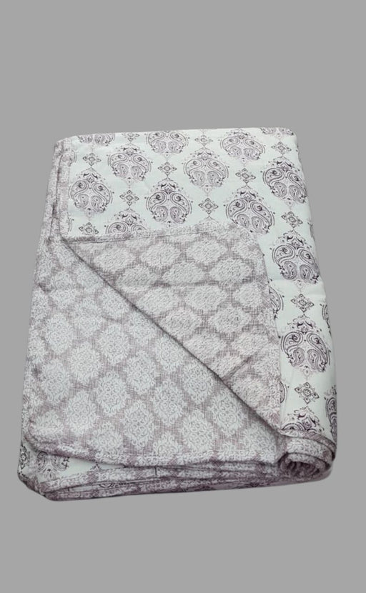 Blanket | Dohar. White/Violet Mughal Soft & Cozy. One Double bed Reversible | Laces and Frills - Laces and Frills