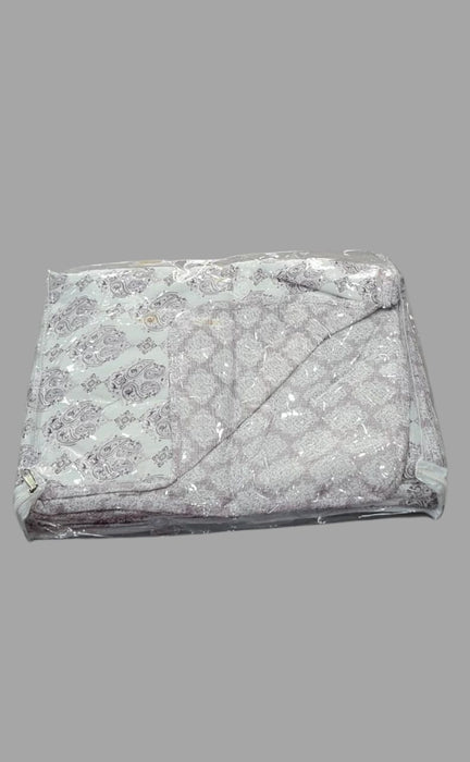 Blanket | Dohar. White/Violet Mughal Soft & Cozy. One Double bed Reversible | Laces and Frills - Laces and Frills