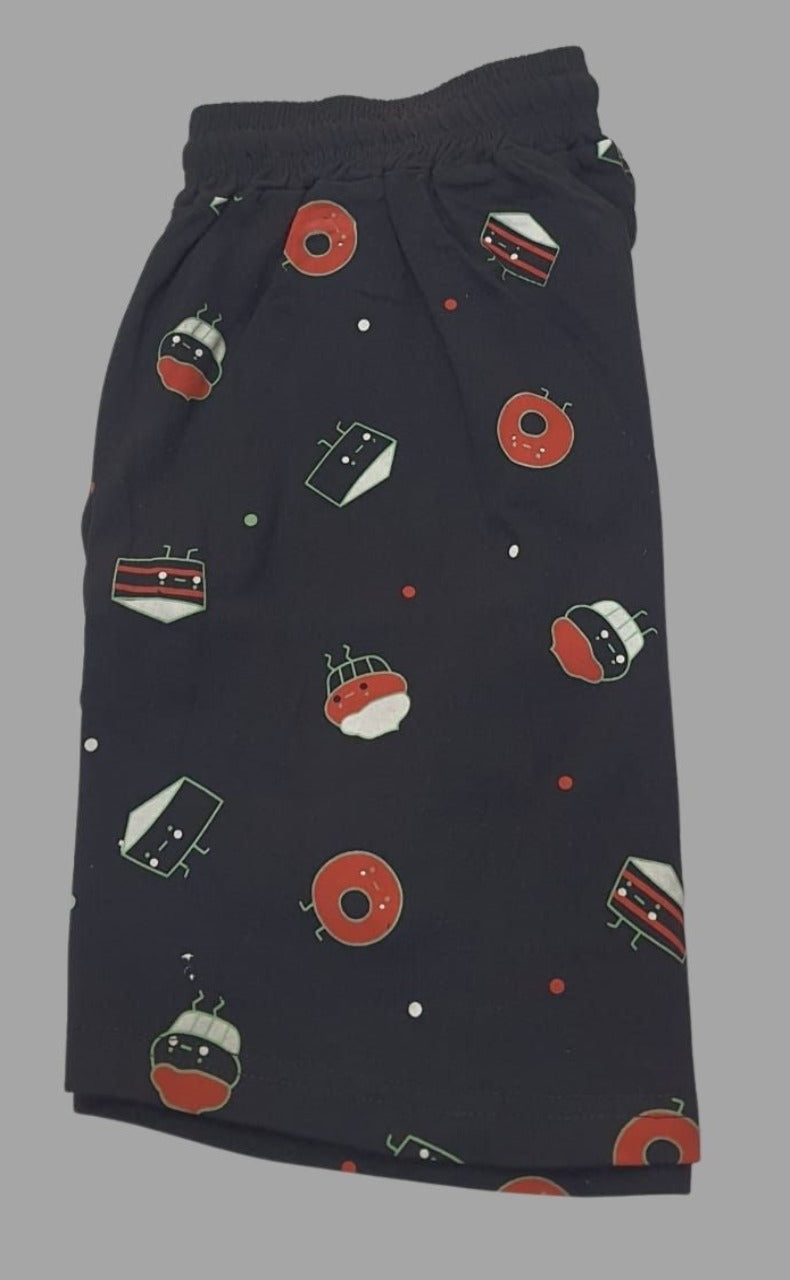 Green Donut Women's Cotton Printed Shorts Set | Pure Cotton Hosiery | Laces and Frills - Laces and Frills