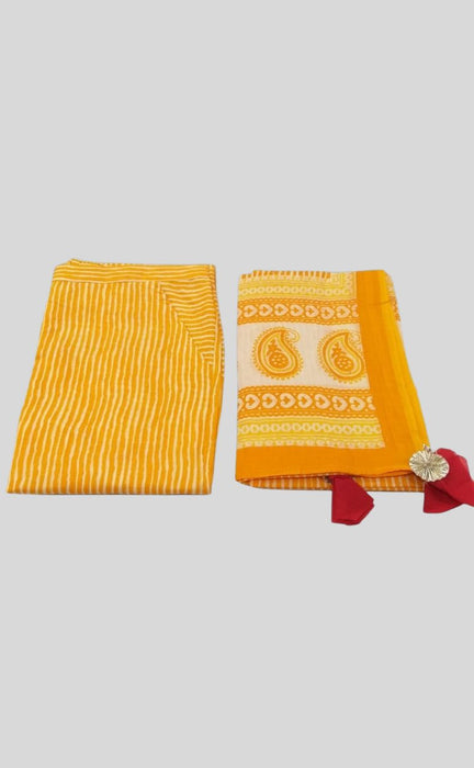 Yellow Motif Kurti With Pant And Dupatta Set  .Pure Versatile Cotton. | Laces and Frills - Laces and Frills