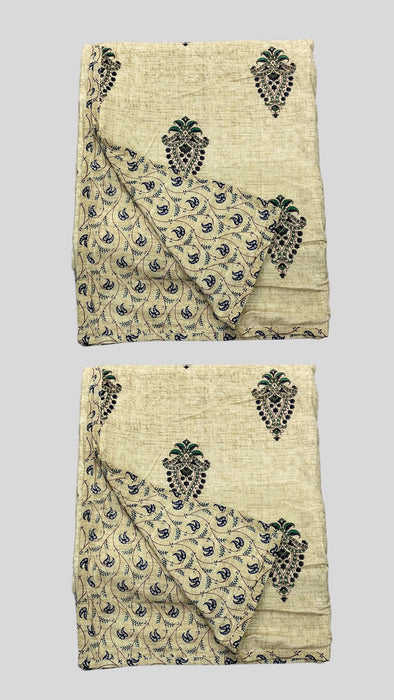 Off White/Blue Jaipura Blanket | Dohar. soft & Cozy. Two Pc Single bed | Laces and Frills - Laces and Frills