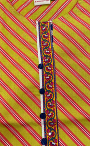 Yellow/Peach Lehariya Jaipuri Cotton Short Kurti. Pure Versatile Cotton. | Laces and Frills - Laces and Frills